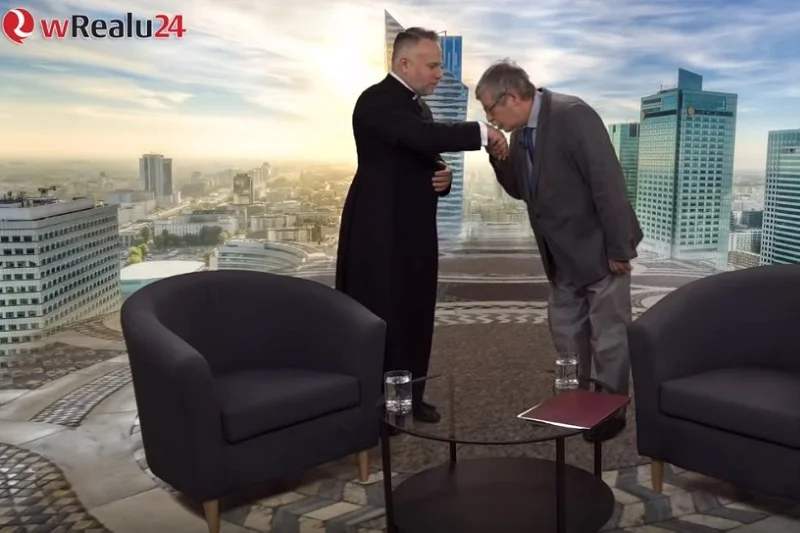 Gość prawicowej telewizji namawia do całowani księży po rekach.