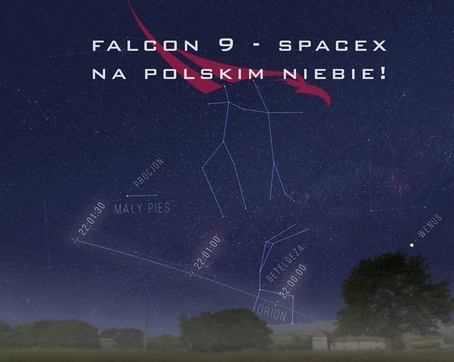 Gdzie i kiedy oglądać przelot SpaceX/Falcon 9 nad polskim niebem?