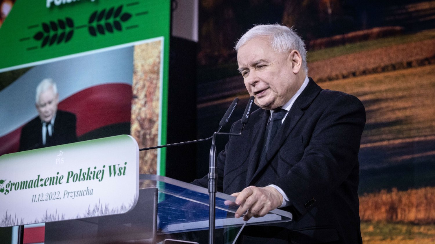 Prezes Jarosław Kaczyński odwiedzi Łyse na Kurpiach. Na zdjęciu: Zgromadzenie Polskiej Wsi z jego udziałem w Przysusze w 2022 roku.