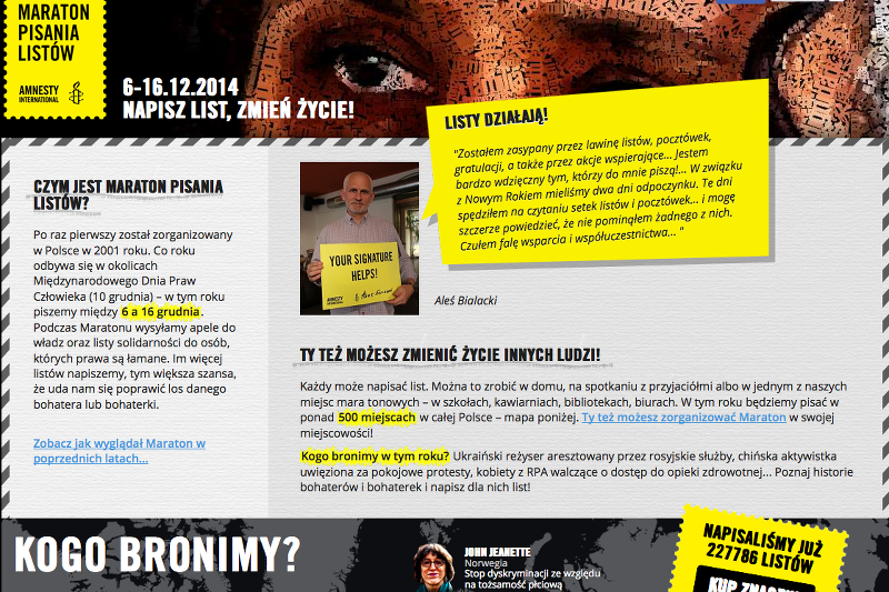 Trwa maraton pisania listów organizowany przez Amnesty International