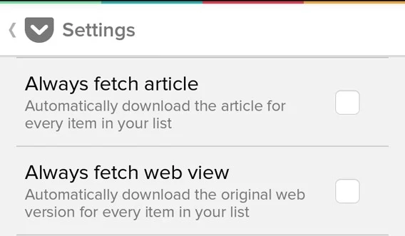 Odznacz pole „Always Fetch”, aby nie były pobierane automatyczne wszystkie artykuły