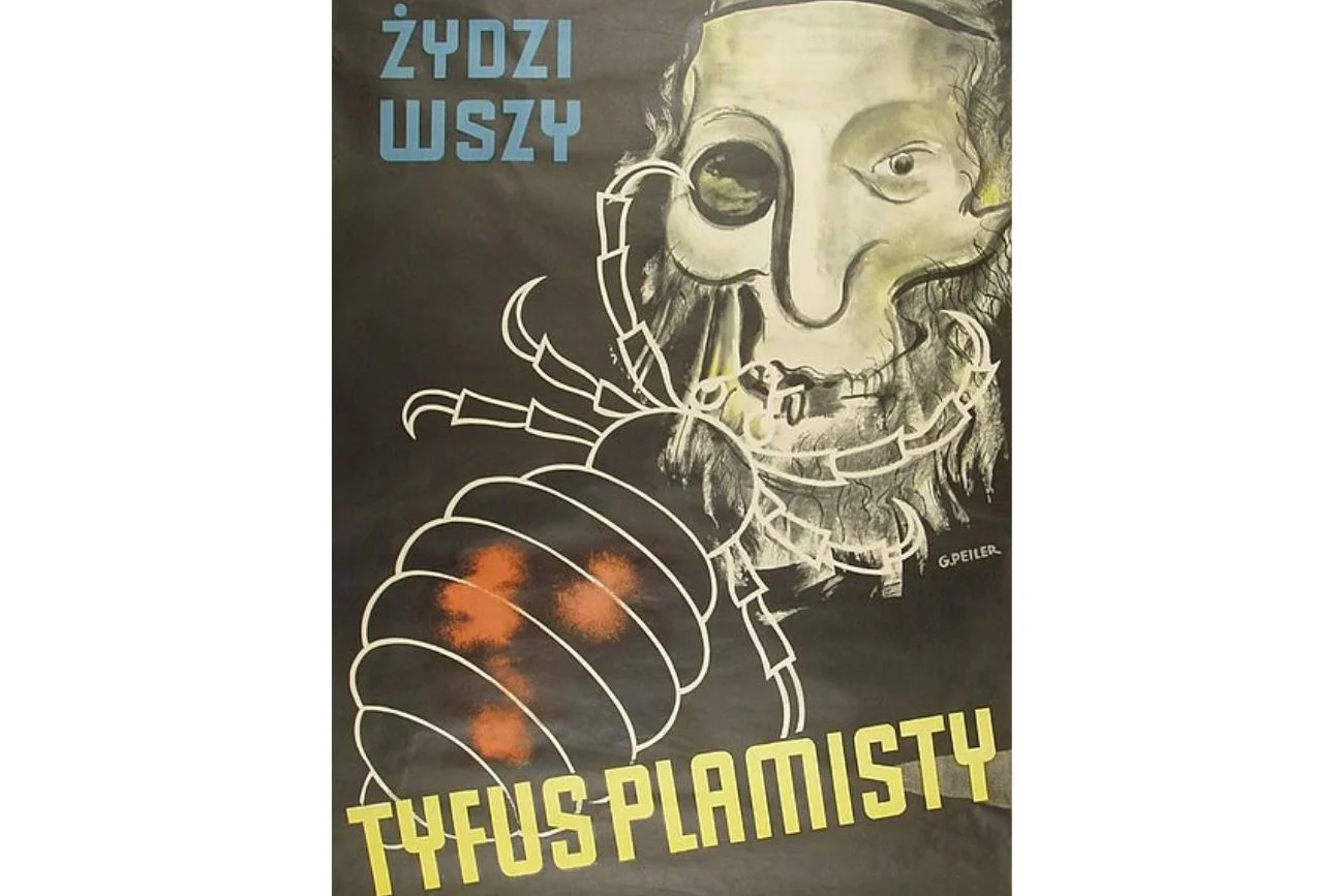 Niemiecki plakat antysemicki, autorstwa Ministerstwa Propagandy Rzeszy, wywieszany na ulicach polskich miast w 1942.