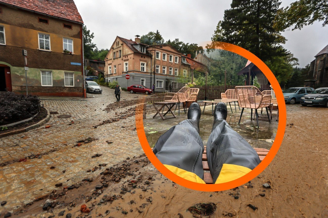 Skutki powodzi w Złotym Stoku. Odcięta droga do pensjonatu. Turystom odwołano rezerwacje.