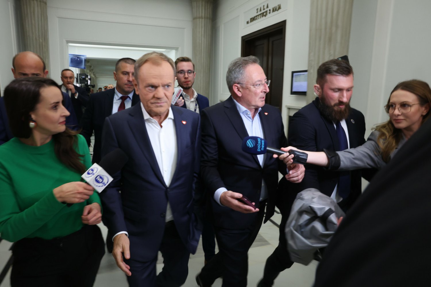 Donald Tusk nie chciał odpowiedzieć na pytania dziennikarki TVN24.