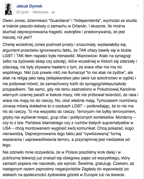 Udawanie, że zamach nie miał nic wspólnego z homofobią, nie jest polską specjalnością.