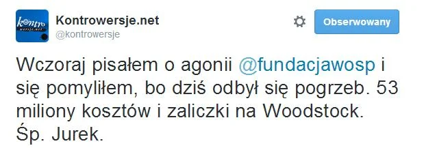 Reakcja Matki Kurki na ogłoszenie sumy zebranej przez WOŚP