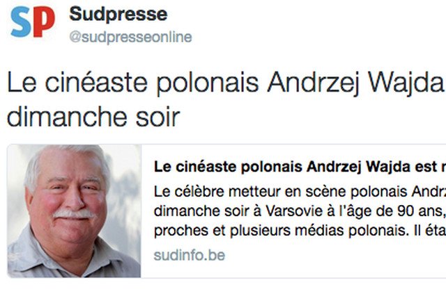 Wpadka belgijskiego portalu po śmierci Wajdy.