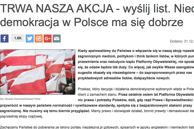 Prawicowe polskie media walczą z "zakłamanym obrazem" władzy za granicą