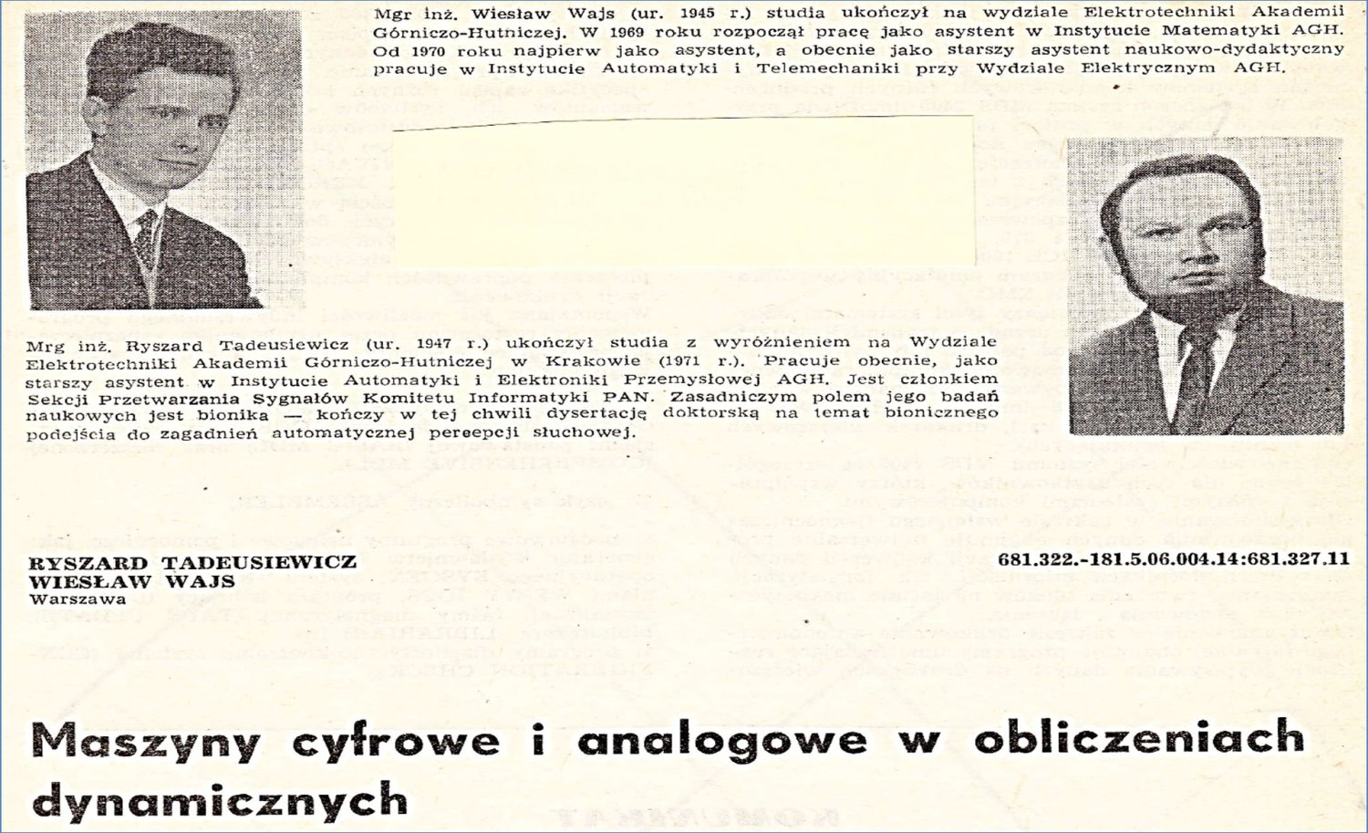 Strona tytułowa mojej pierwszej publikacji z profesorem Wajsem, wdanej w 1974 roku. Potem takich wspólnych publikacji były dziesiątki!