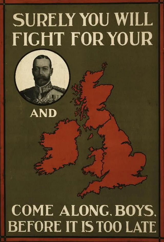 Rok 1915. Plakat zachęcający do walki za króla Jerzego V i Zjednoczone Królestwo Wielkiej Brytanii i Irlandii