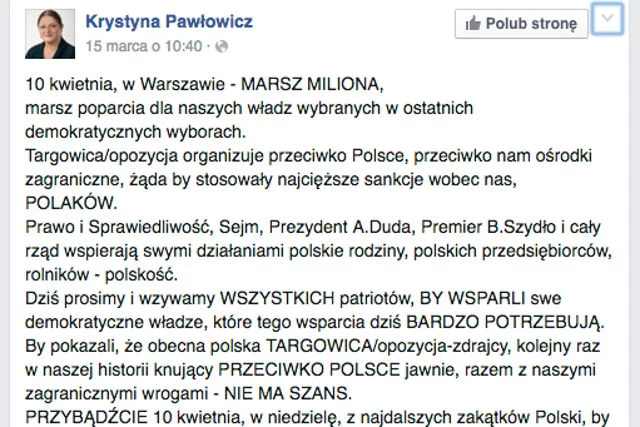 Odezwa do prawdziwych Polaków w wykonaniu Krystyny Pawłowicz