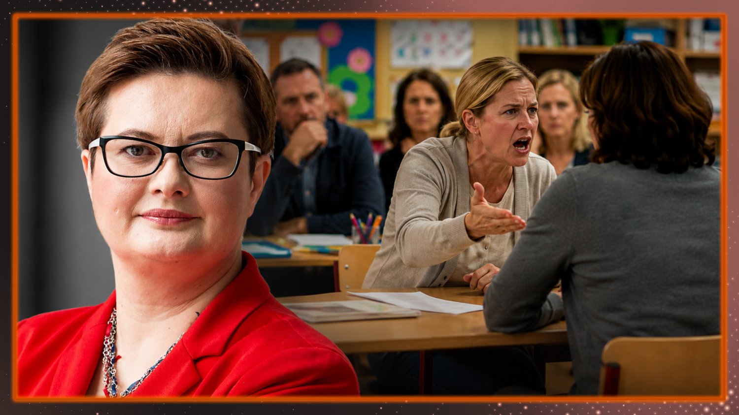 Niektórzy rodzice "zmorą szkoły"? Wiceministra Katarzyna Lubnauer w Rozmowie naTemat wskazuje, że o problemie wskazanym przez ministrę Barbarę Nowacką mówią MEN sami nauczyciele. Wiceministra Katarzyna Lubnauer. W tle dorosła kobieta siedząca przy ławce szkolnej, która krzyczy i macha rękami.