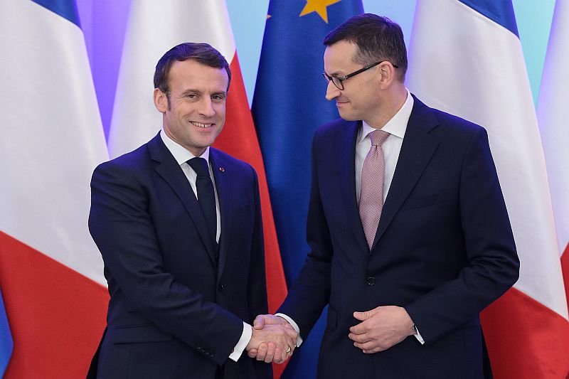 Emmanuel Macron i Mateusz Morawiecki rozmawiali w Warszawie.