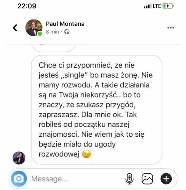 Ilona Felicjańska rozstała się z Paulem Montaną. Przedsiębiorca pokazał wiadomości od wściekłej żony.