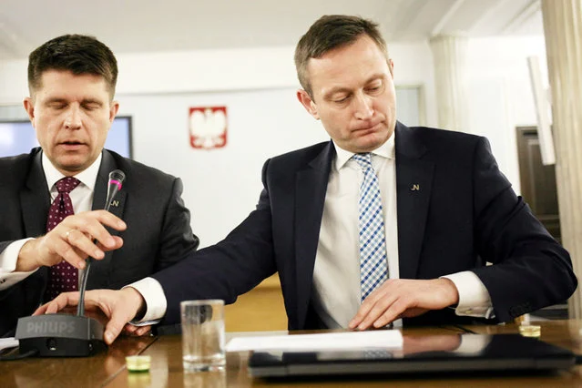 Ryszard Petru i kandydat Nowoczesnej na prezydenta Warszawy Paweł Rabiej
