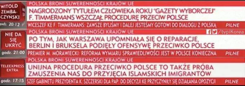 Paski grozy w TVP Info nie pozostawiają złudzeń co do tego, dlaczego i za co UE karze Polskę i straszy sankcjami.