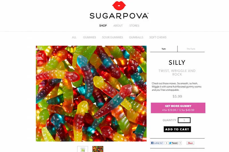 Jeden z produktów Marii Szarapowej – żelki w kształcie robaków