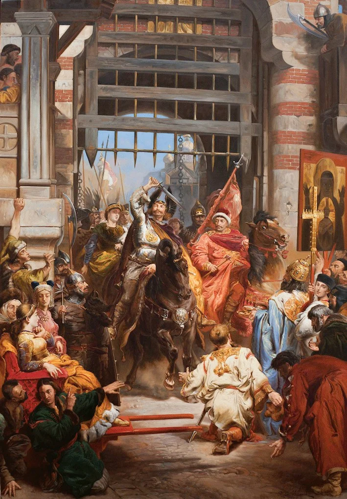 Bolesław I Chrobry z rzekomym Szczerbcem pod Złotą Bramą w Kijowie. Obraz Jana Matejki.