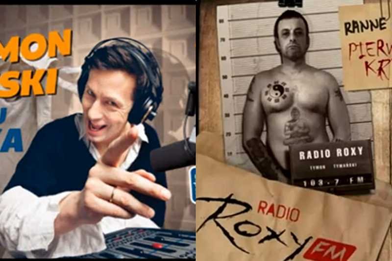 Fragmenty reklam porannych audycji w radiu Roxy i Eska