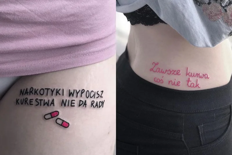W tym stylu tatuaży często pojawiają się wulgaryzmy