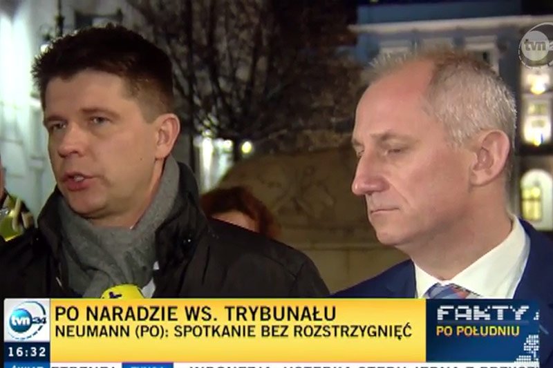 Ryszard Petru z Nowoczesnej i Sławomir Neumann z Platformy Obywatelskiej uczestniczyli we wspólnej konferencji ws. Trybunału Konstytucyjnego.