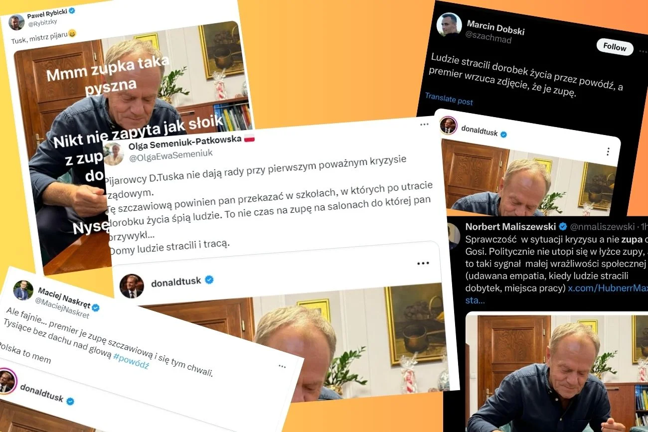 Prawica postanowiła skrytykować premiera Tuska za zjedzenie zupy.