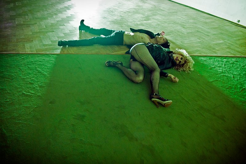 Próba do spektaklu "Nancy. Wywiad". Na pierwszym planie Magdalena Popławska