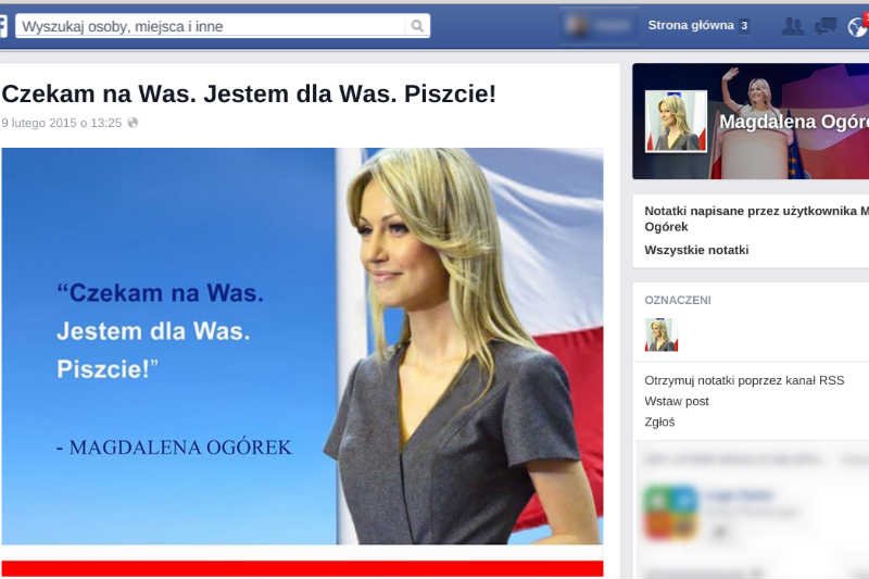 Magdalena Ogórek prosiła internautów by do niej pisali. Ale to jednostronny dialog, bo nie odpowiada na pytania.