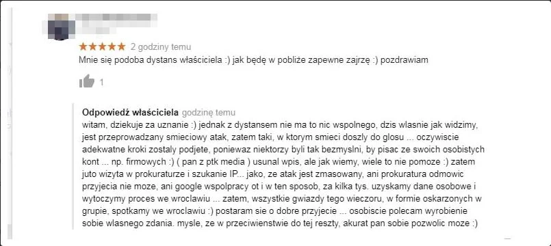 Właściciel lokalu zapowiada podjęcie kroków prawnych.