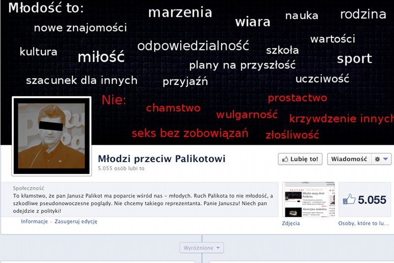 Akcja na Facebooku "Młodzi przeciw Palikotowi"