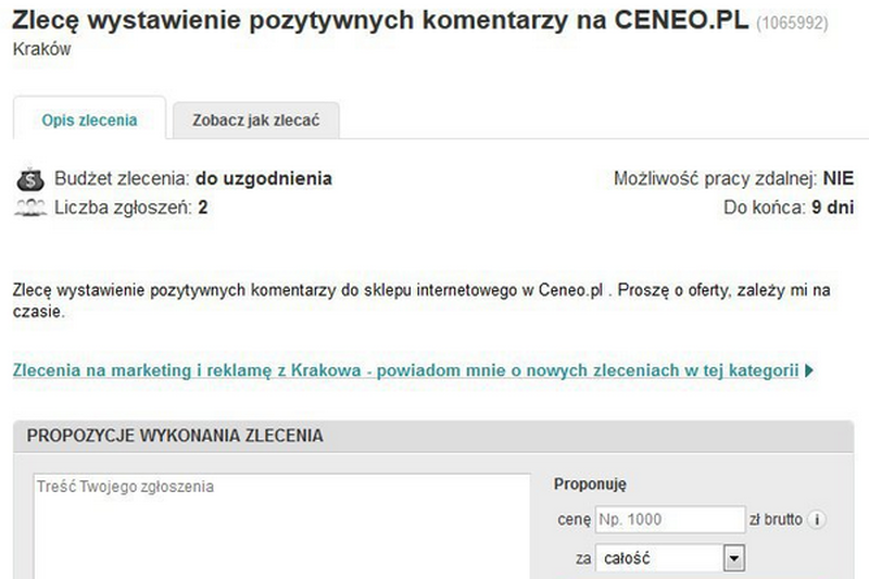 "Zlecę pisanie pozytywnych komentarzy" – takich ofert jest w sieci coraz więcej