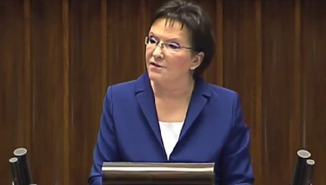 Ewa Kopacz wygłasza expose.