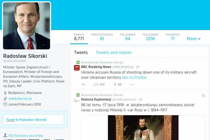 Radosław Sikorski jest bardzo aktywny na Twitterze. Teraz dyplomaci mają również być bardziej zaangażowani. Jak jest dotychczas?