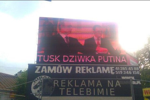 Dwaj mężczyźni zatrzymani za napis "Tusk dziwka Putina"