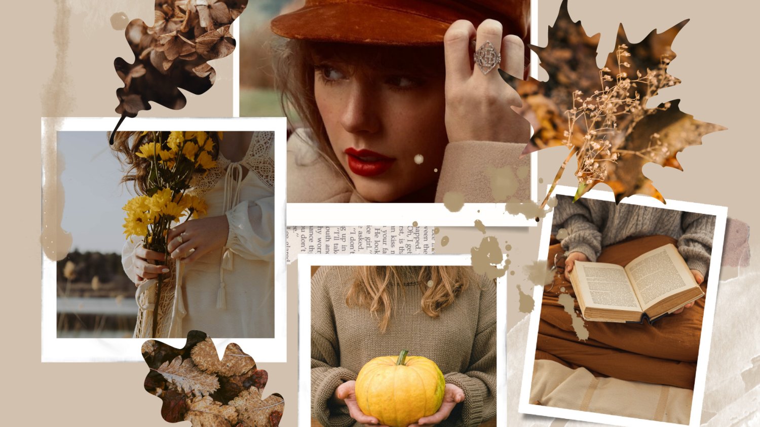 kolaż o jesieni z Taylor Swift