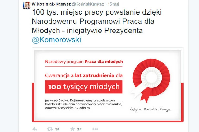 Bronisław Komorowski postanowił powalczyć o głosy młodych, rozczarowanych. Na pstryknięcie palcami pojawia się program "załatwiający pracę" dla 100 tys. osób