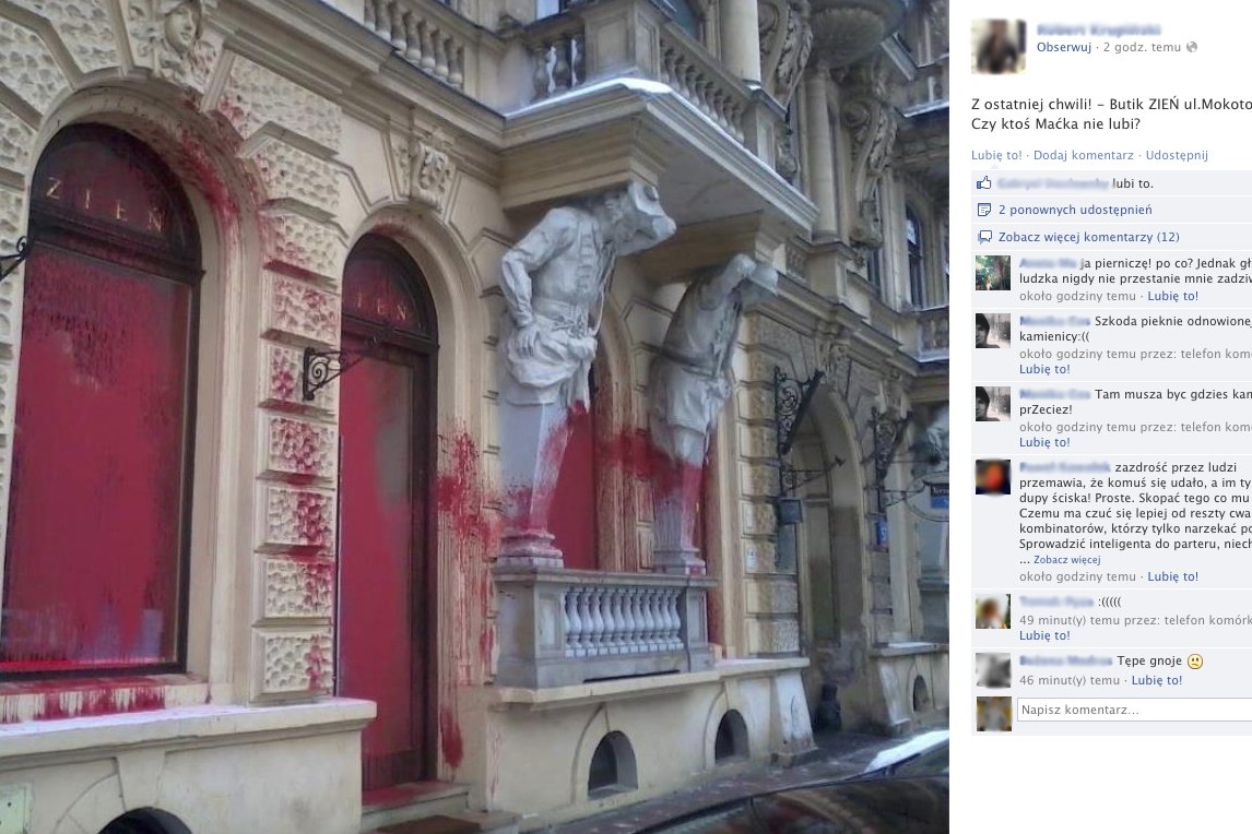 Tak wyglądał butik Macieja Zienia po ataku