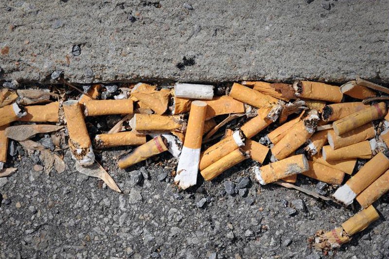 Niedopałki bardzo trudno dokładnie posprzątać.