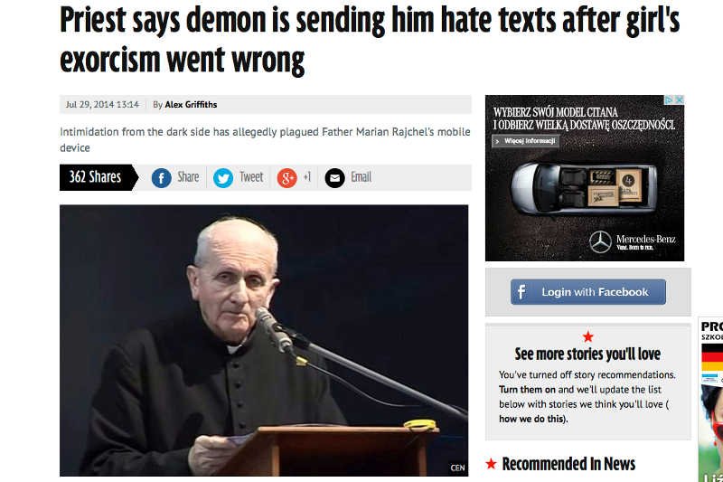 Ksiądz Marian Rajchel twierdzi, że szatan porozumiewał się z nim za pomocą SMS-ów