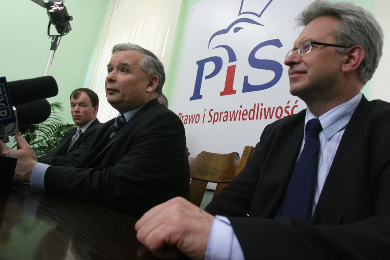 Jarosław Kaczyński wraz z prezesem Prawa i Sprawiedliwości w okręgu lubelskim, Krzysztofem Michalkiewiczem.