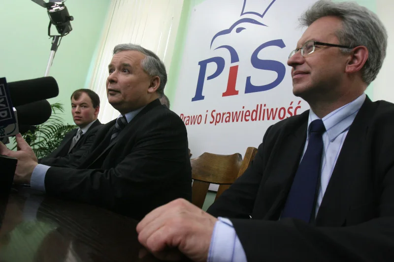 Jarosław Kaczyński wraz z prezesem Prawa i Sprawiedliwości w okręgu lubelskim, Krzysztofem Michalkiewiczem.
