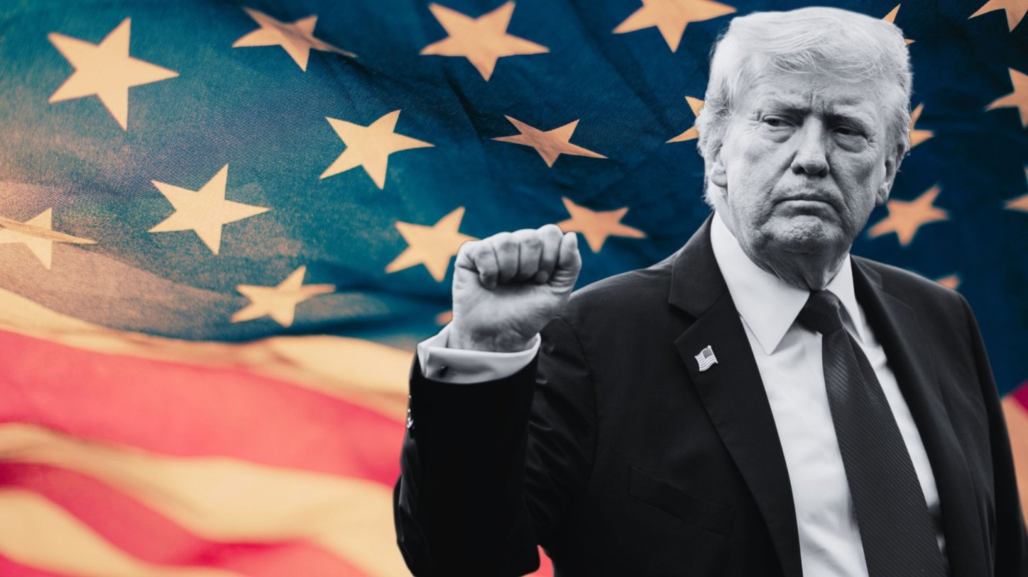 Donald Trump na tle flagi USA Donald Trump na tle flagi USA