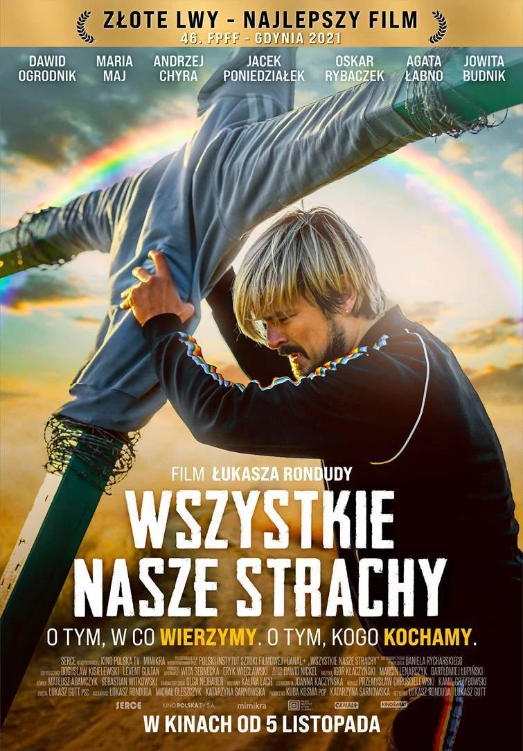 Plakat filmu Łukasza Rondudy "Wszystkie nasze strachy" z Dawidem Ogrodnikiem w roli głównej.