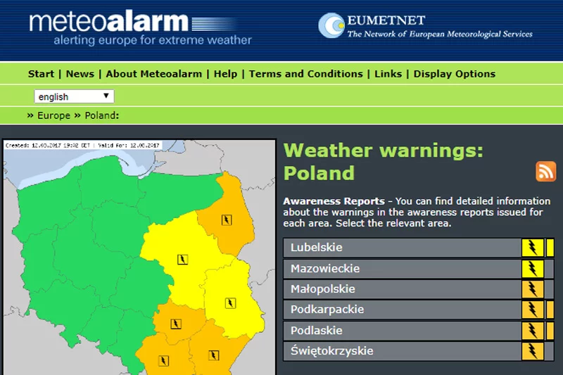 Tak wygląda aktualna mapa alertów pogodowych dla Polski.