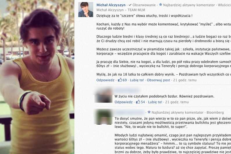 Lawina negatywnych komentarzy po historii 19-letniego menadżera MLM. Sukces innych kole w oko?