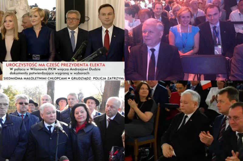 Politycy PiS wyspecjalizowali się w ustawianiu się w pobliżu Jarosława Kaczyńskiego.