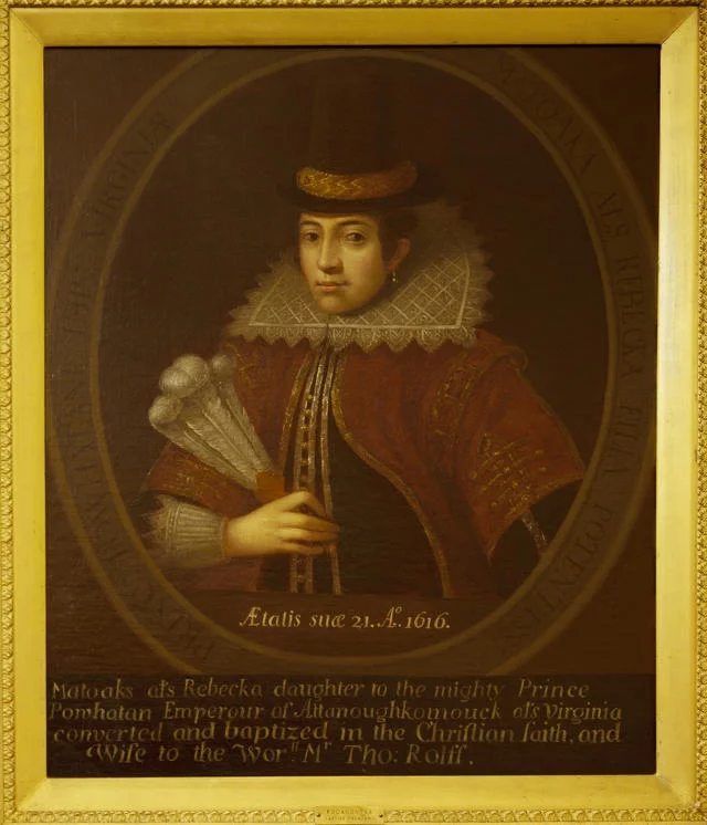 Portret Rebeki Rolfe (chrześcijańskiego nazwiska Pocahontas) z czasów londyńskich.