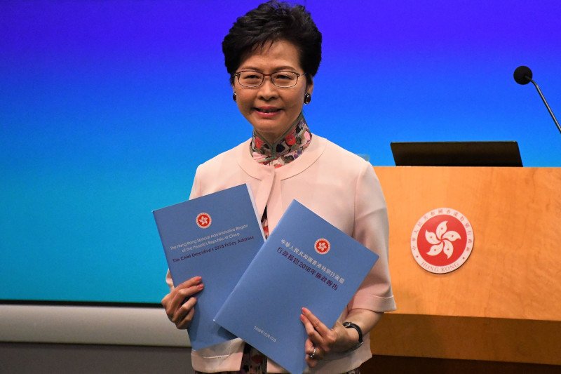 Carrie Lam, szefowa administracji Hongkongu od 1 lipca 2017 roku. Nie popiera obecnych protestów.