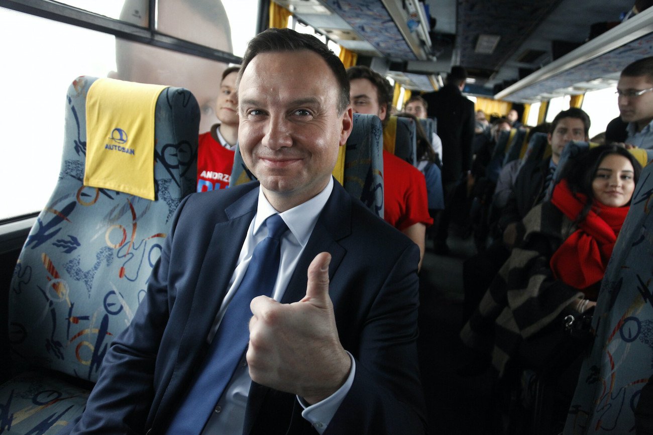 Andrzej Duda, polityk PiS, podczas kampanii wyborczej w 2015 roku.