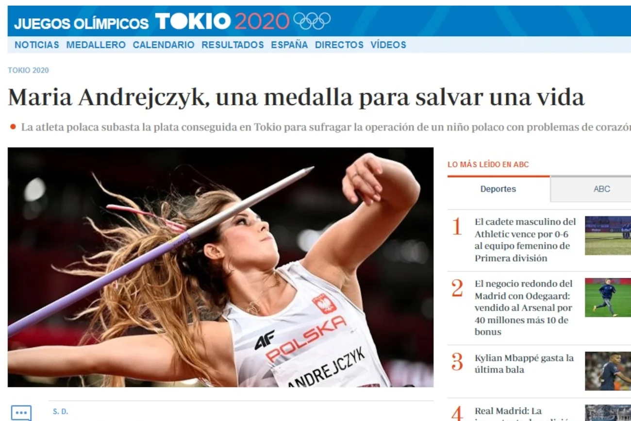 Hiszpański dziennik ABC o Marii Andrejczyk i efektach akcji